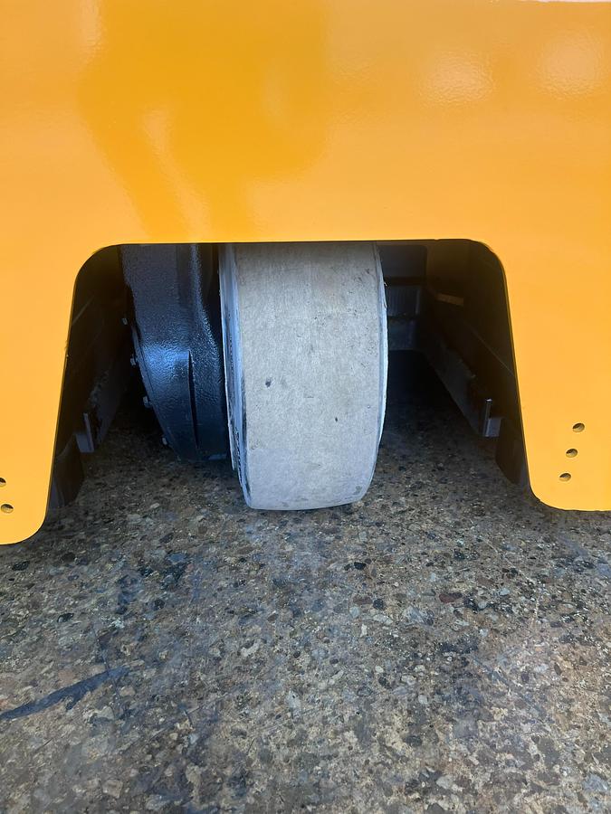 Rear steer tire of Drexel SLT30AC forklift – single smooth rubber tire with rear-wheel drive and swing mast steering – Premier Lift Equipment Brampton ON