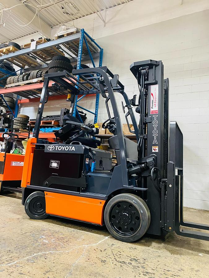 Toyota 8FBCU32 – full side profile – chassis, mast, and 4-way hydraulics – CSA upgrade available – Brampton ON