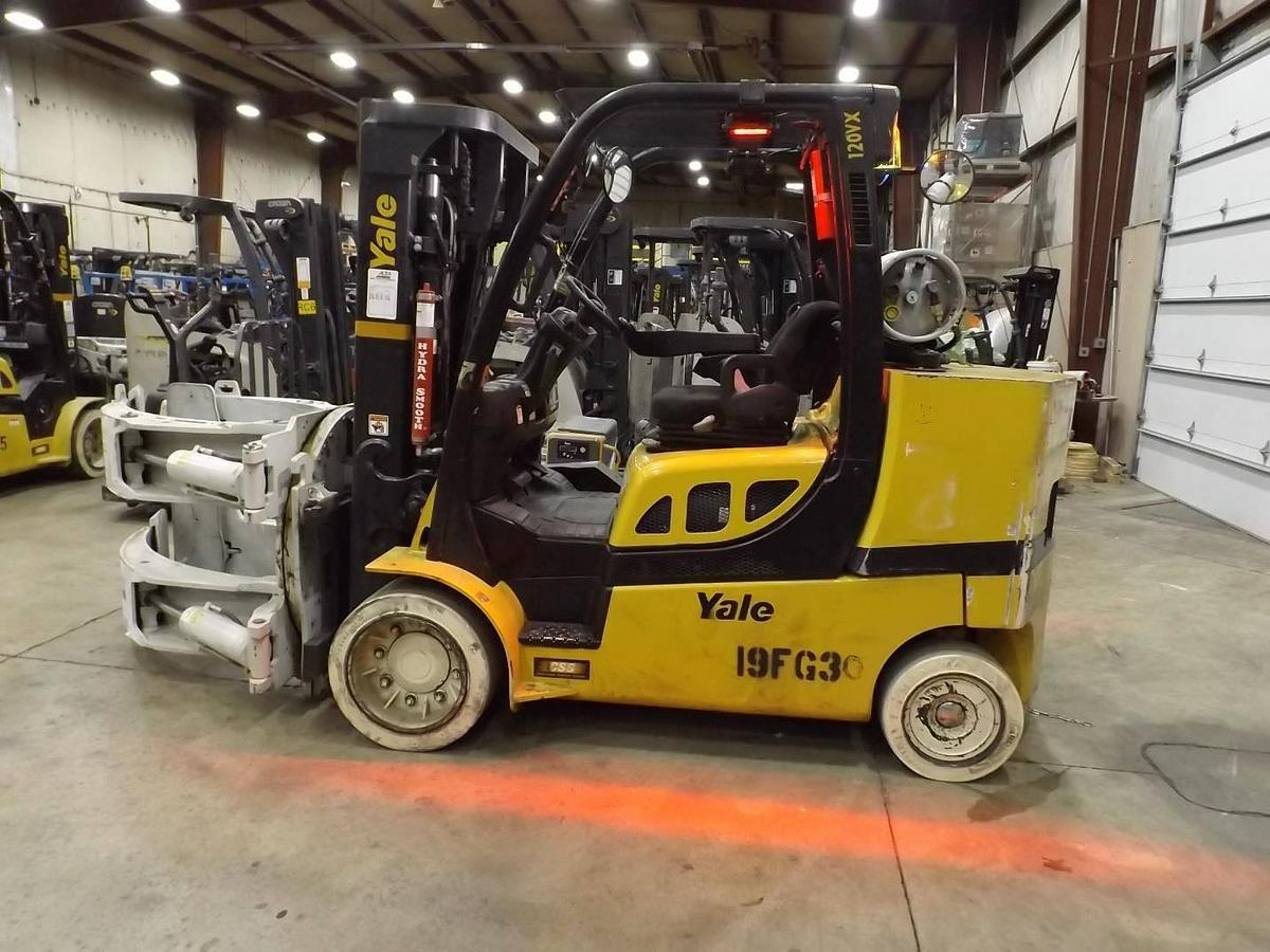 CSA-Certified Propane Forklift – 12,000 lb Yale GLC120VX with Paper Clamp for Indoor Warehouse Use – Delivered to Brampton