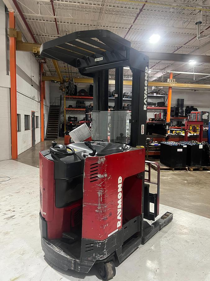  Back View: Counterweight and chassis of Budget Raymond reach truck.