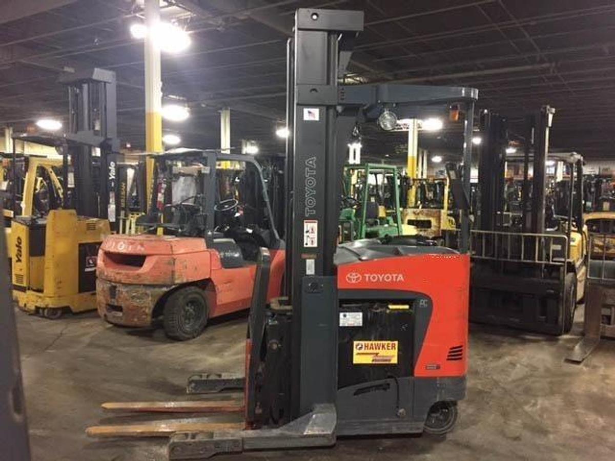 CSA-Certified 4,500 lb Toyota 8BRU23 Electric Reach Forklift with 114/258” Mast Delivered to Brampton ON