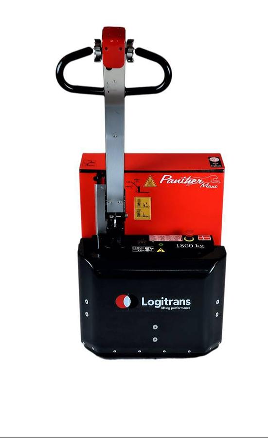 Operator compartment of sold new 2022 Interthor Logiflex MOVER VV electric walkie pallet jack showing steering handle, electric controls, and CSA certification decal during Brampton deployment.