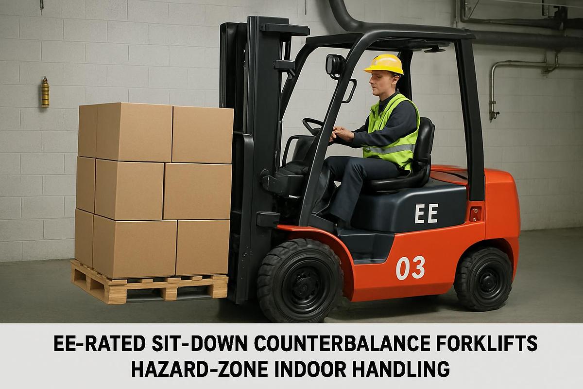 EE‑rated sit‑down counterbalance forklift for hazardous indoor environments