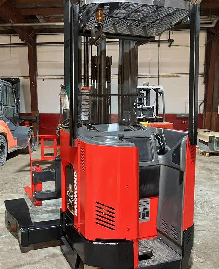 Rear view showing counterweight and mounted safety lighting