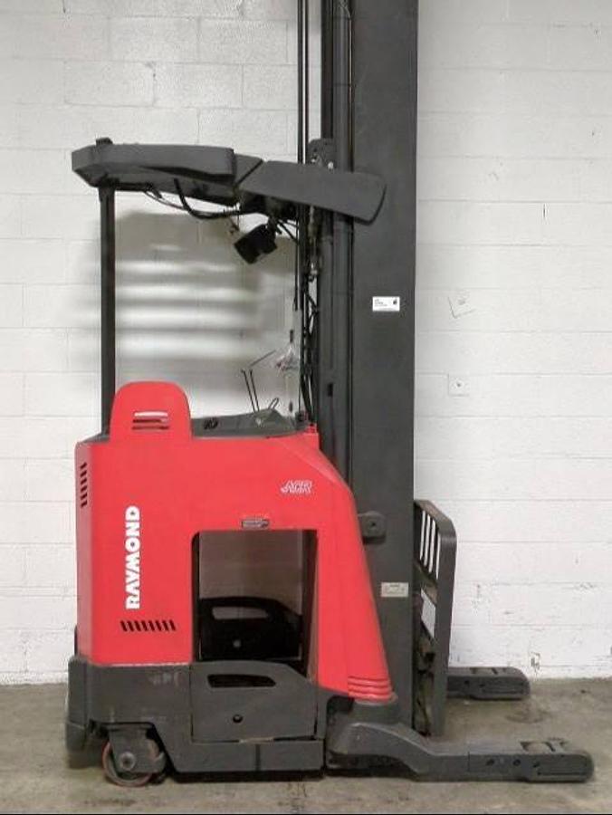 Refurbished 2016 Raymond 750-R45TT electric reach truck with CSA certification and new paint deployed in Mississauga for narrow aisle warehouse operations