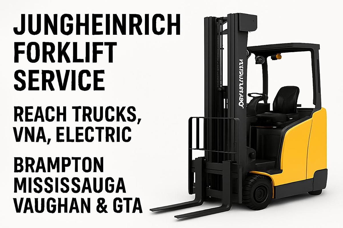 CSA-certified technician servicing Jungheinrich VNA and electric pallet jack in Brampton warehouse