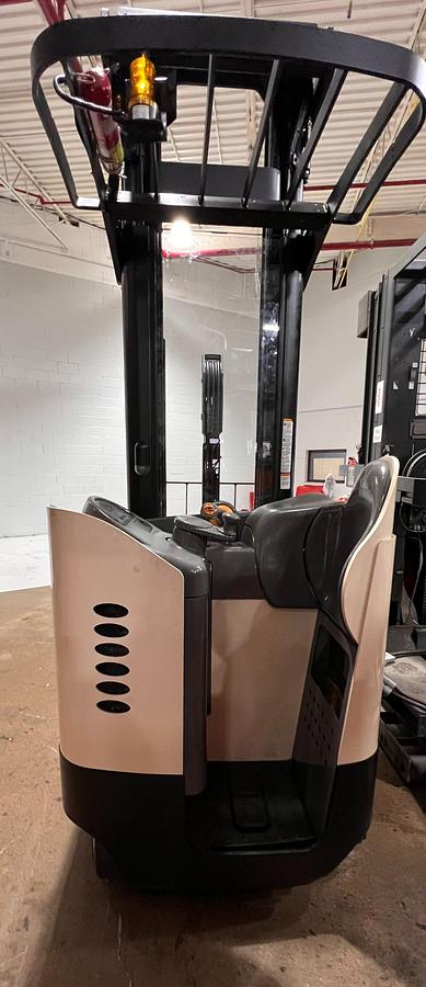 Rear view showing counterweight and chassis on Budget reach truck.