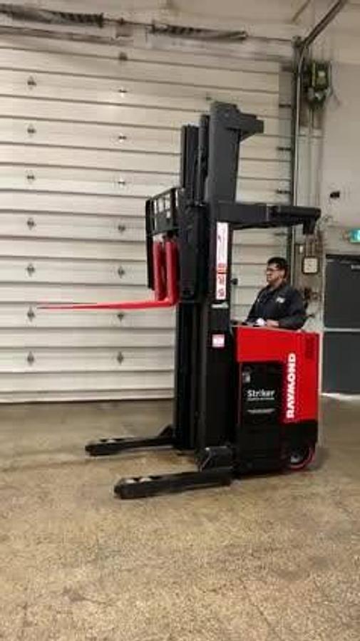 Opposite side with forks raised side view showing battery compartment and CSA-certified labeling