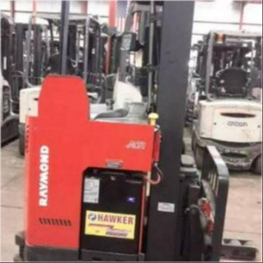 Refurbished 2012 Raymond 750-R45TT electric reach truck with CSA certification and new paint deployed in Mississauga for narrow aisle warehouse operations