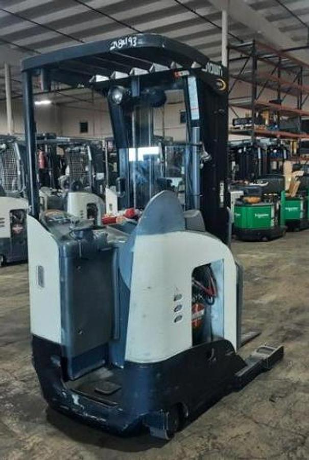 2016 Crown RR5725‑45 reach truck – rear angle showing chassis and counterweight