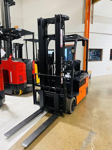 Refurbished SOLD – 2017 Toyota 8FBE20U | Electric Forklift | 218" Triple Mast | CSA Certified | Brampton Deployment Completed