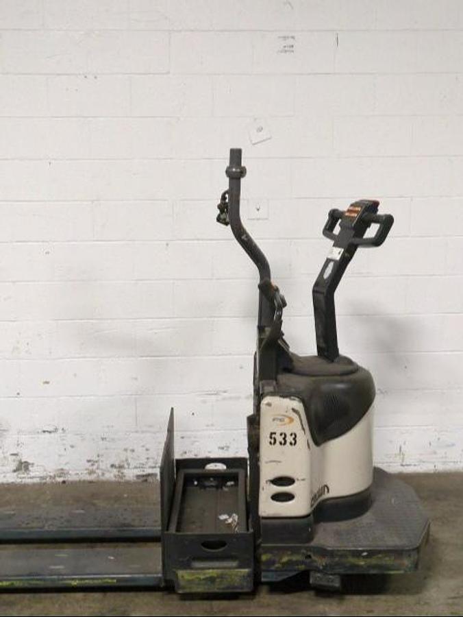 “2016 Crown PE4500‑80 opposite side view – long‑fork electric rider pallet jack”