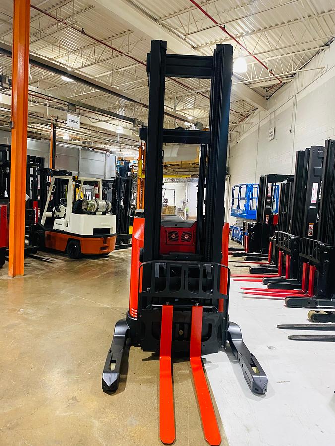 Front facing of mast, load backrest, straddle legs and 42" fork tips