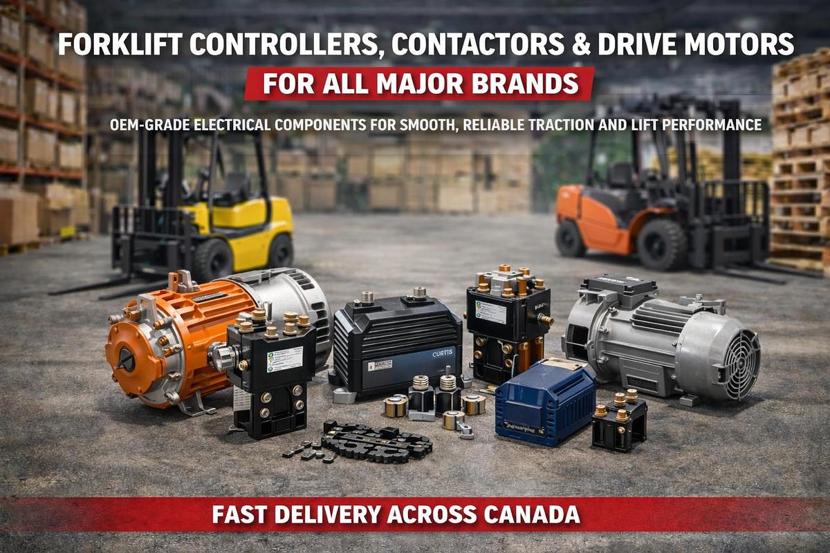 Forklift controllers, contactors and drive motors for all major brands, built for smooth, reliable traction and lift performance.