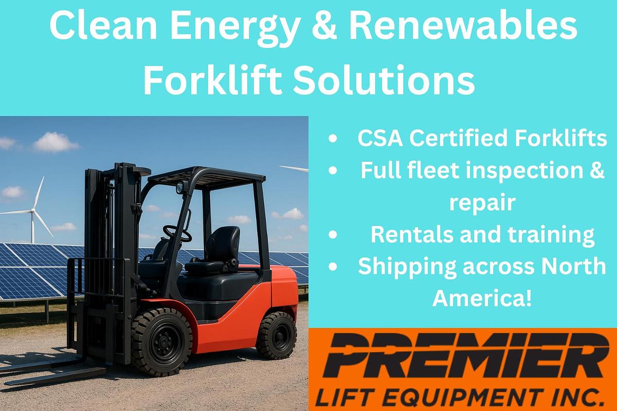 Used CSA Forklift Solutions | Clean Energy & Renewables – EE‑Rated, Heavy‑Duty Electric, Clamp‑Ready Forklifts | Brampton, Mississauga, Vaughan, Oakville, Concord, Toronto | CSA Export Markets