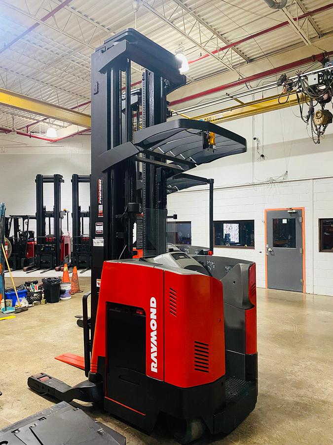 Rear view showing counterweight and mounted safety lighting