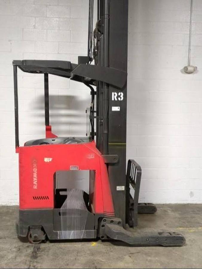 Refurbished 2017 Raymond 752-R45TT electric reach truck with CSA certification and new paint deployed in Mississauga for narrow aisle warehouse operations
