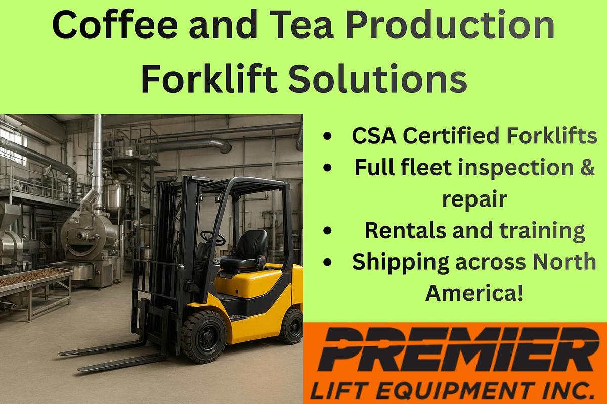 Coffee & Tea Production Forklift Solutions | CSA‑Certified Electric, Pallet Jacks & Clamp‑Ready Units | Brampton, Mississauga, Vaughan, Oakville, Concord, Toronto | CSA Export Markets
