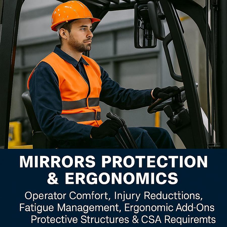 CSA‑approved operator‑protection and ergonomic systems for forklift comfort and safety.