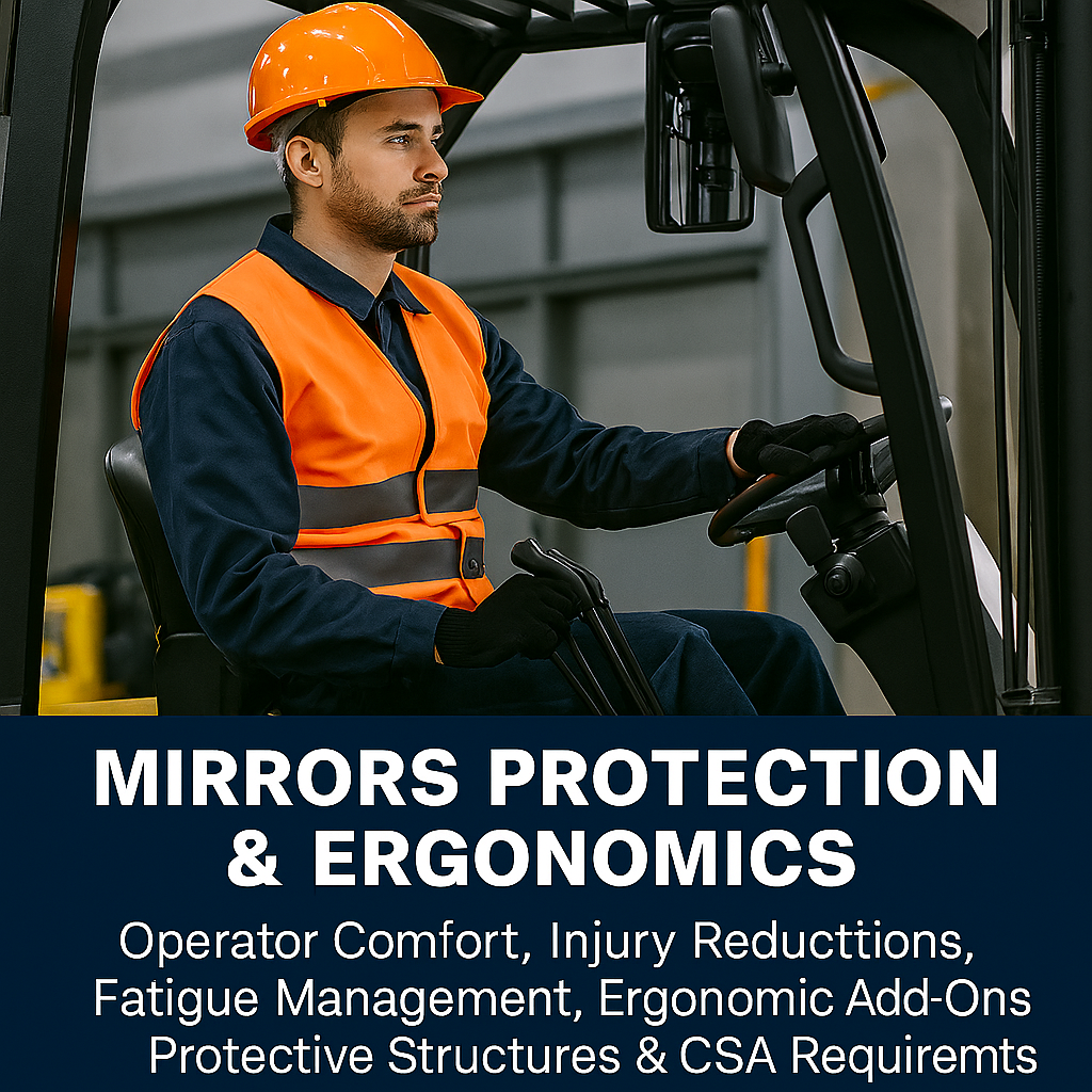 CSA‑approved operator‑protection and ergonomic systems for forklift comfort and safety.