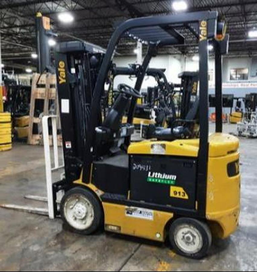 "2019 Yale ERC050VG electric forklift opposite side view 5000 lb capacity"