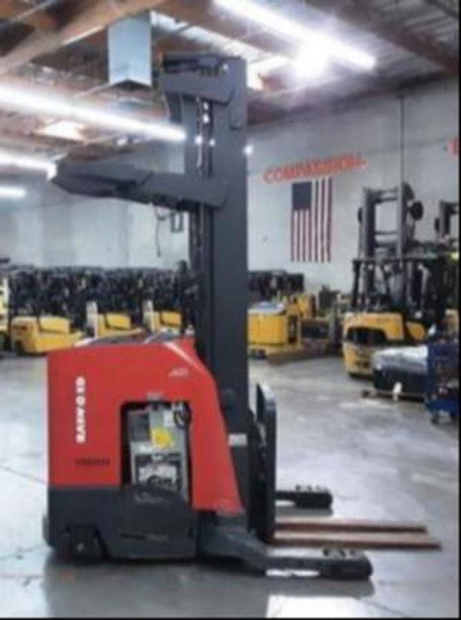 Raymond 750-R45TT CSA reach truck Brampton 4500 lb 250” triple mast side shift single reach battery extra indoor export
