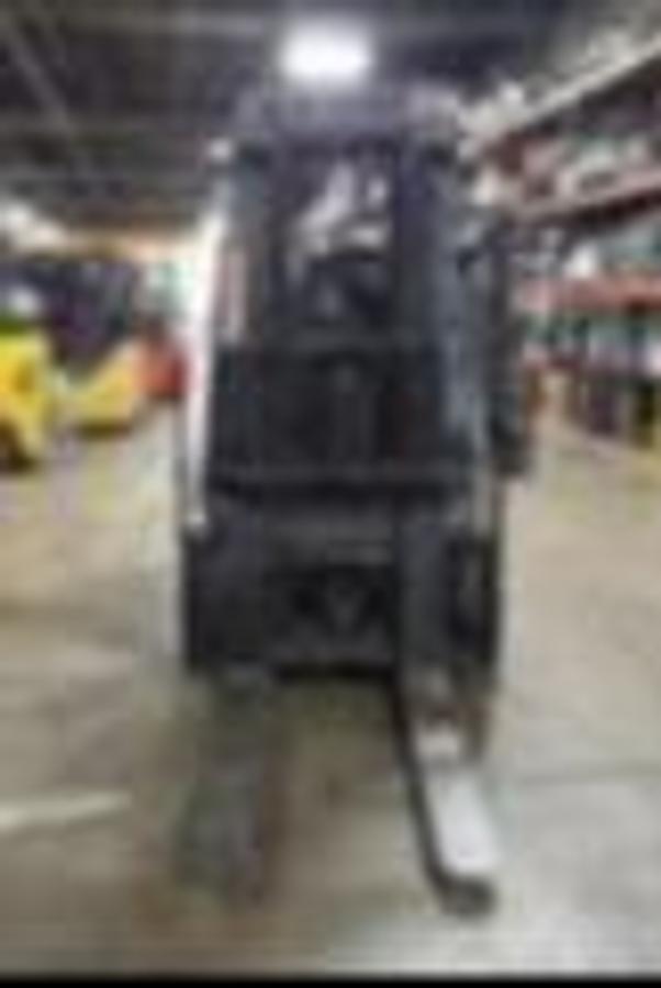 Front view of 2019 Toyota 7FBCU35 electric forklift – CSA-certified 8,000 lb chassis with 171” triple mast, 48” forks, load backrest, and clamp-ready 4-way hydraulics shown reconditioned with used battery option available or new 36V battery upgrade in Brampton ON – Premier Lift Equipment