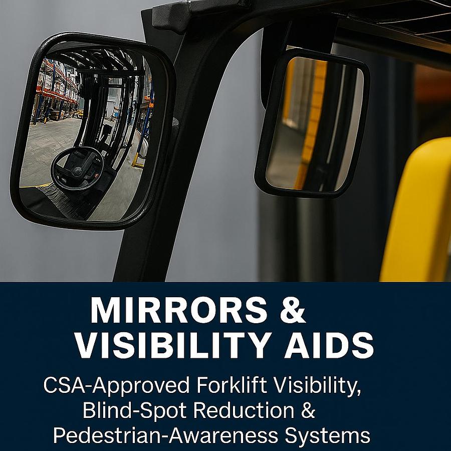 CSA‑approved forklift mirrors and visibility aids for blind‑spot reduction and pedestrian safety.