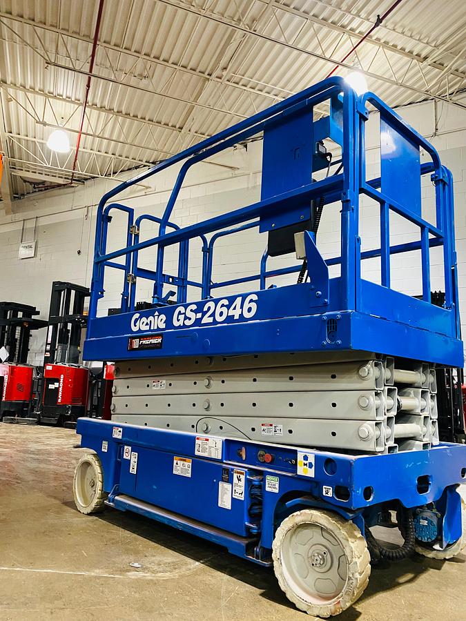 Rear view showing control panel and safety labeling