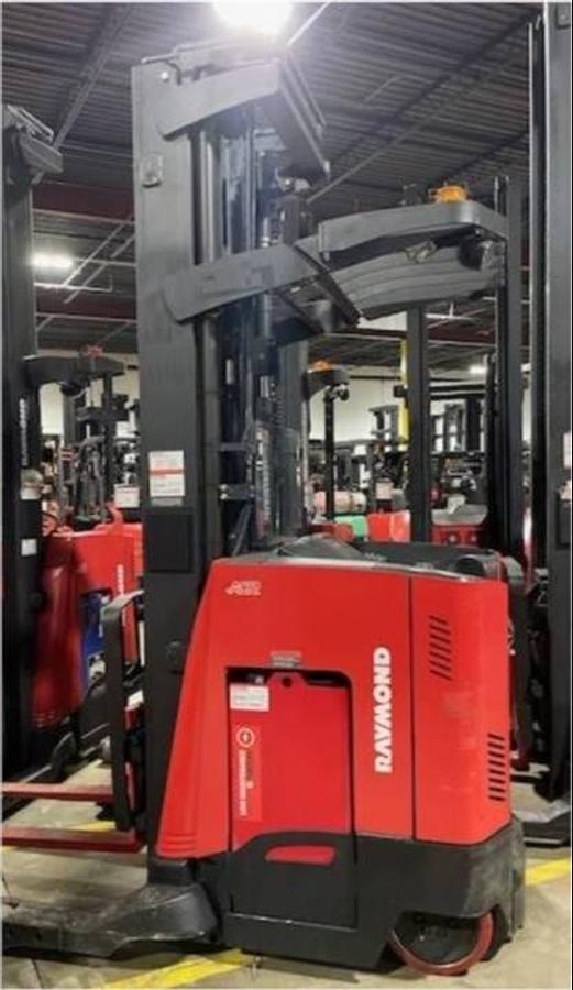 Refurbished 2014 Raymond 750-R35TT electric reach truck with CSA certification and new paint deployed in Mississauga for narrow aisle warehouse operations