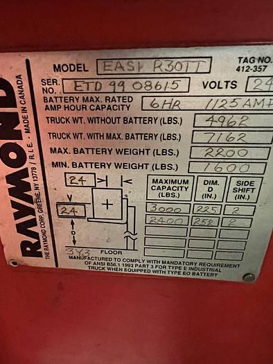 Refurbished SOLD – Refurbished 1999 Raymond EASIR30TT | Electric Reach Truck | CSA Certified | Mississauga Deployment Completed