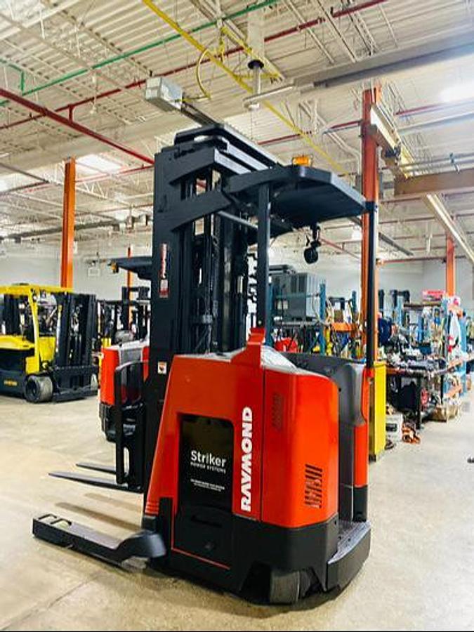 2015 Raymond 750-R45TT CSA reach truck Brampton 4500 lb 241” triple mast side shift single reach battery extra freezer-ready export vertical racking