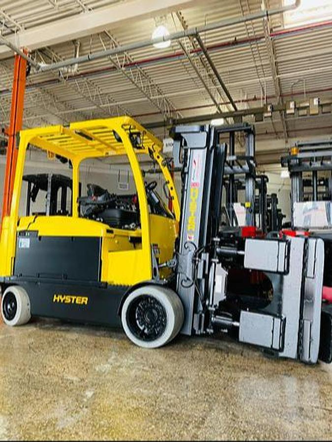 Hyster E120XN CSA electric forklift Brampton 12000 lb 169” triple mast paper roll clamp clamp-ready 48V battery optional indoor export