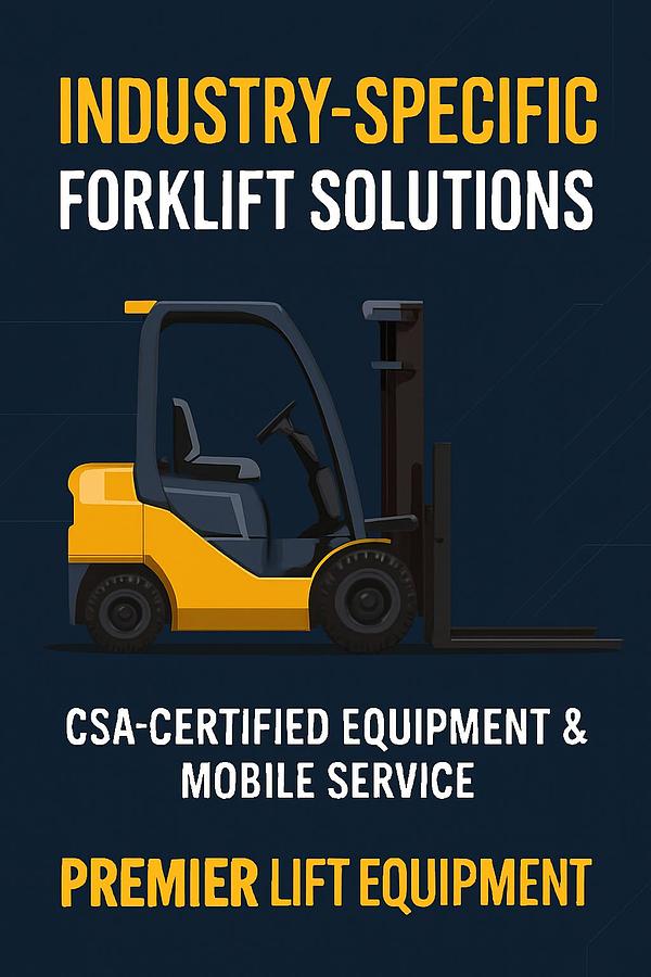 CSA‑certified forklifts and mobile service solutions supporting 12+ industries across the GTA, including pharmaceuticals, cold storage, food distribution, manufacturing, and 3PL.”