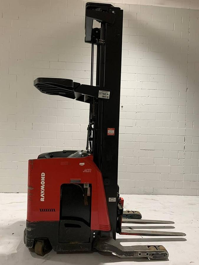 Refurbished 2013 Raymond 750-R45TT electric reach truck with CSA certification and new paint deployed in Mississauga for narrow aisle warehouse operations