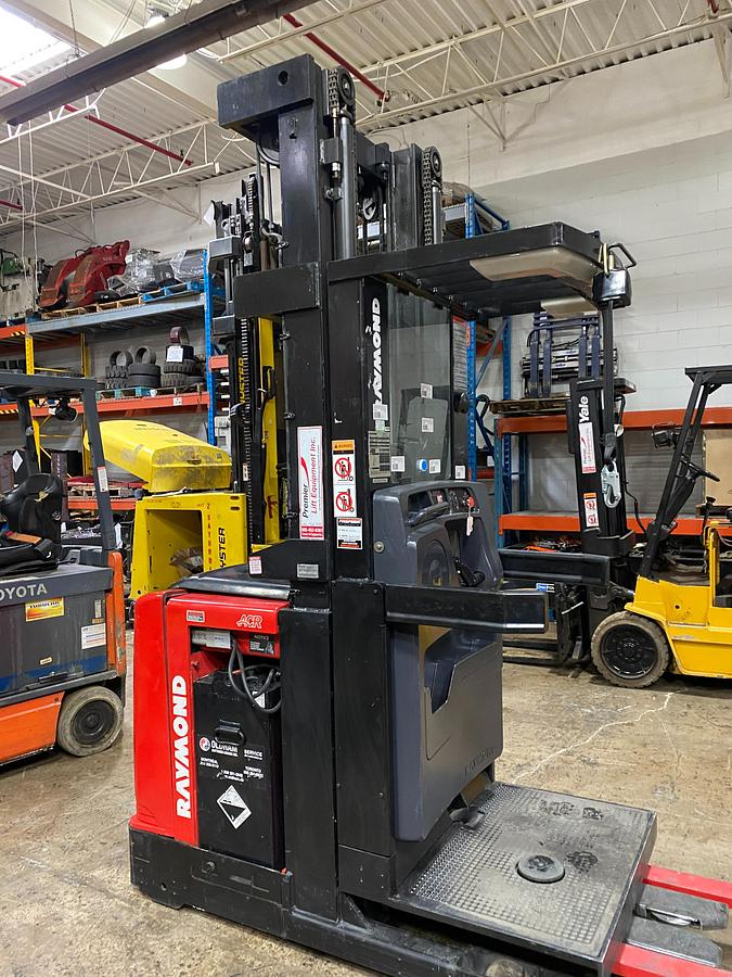 alt="2014 Raymond 560-OPC30TT CSA Certified Electric Order Picker side view, 36V, 273 inch mast"