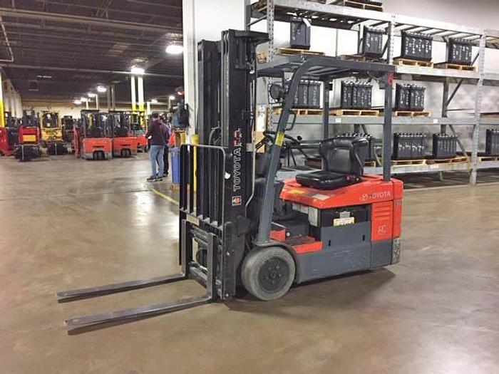 Used SOLD – 2012 Toyota 7FBEU18 | Electric 3-Wheel Forklift | CSA Certified | Brampton Deployment Completed