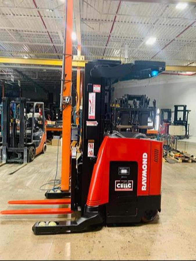 Raymond 730-R45TT CSA reach truck Brampton 4500 lb 211” triple mast side shift single reach battery extra low-clearance retrofit indoor export