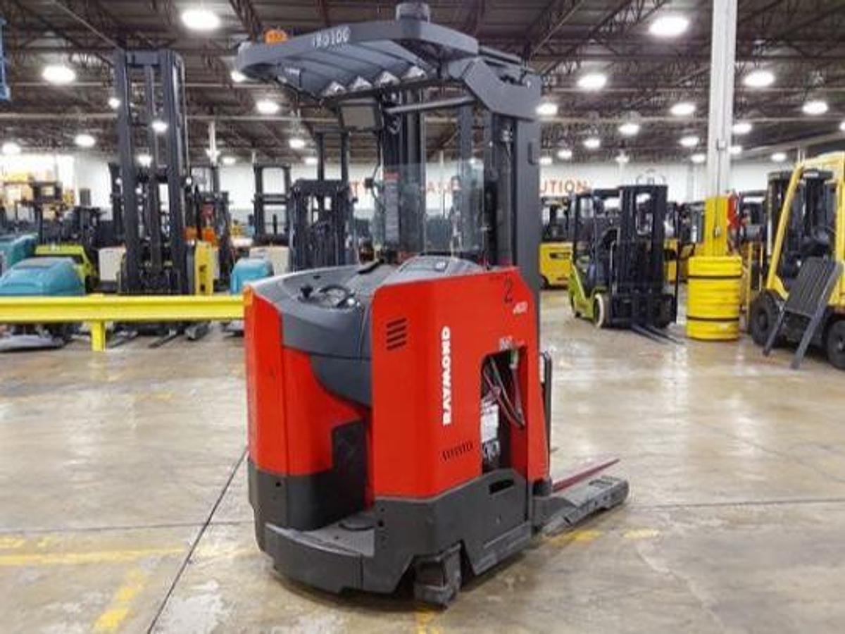 Rear view showing counterweight and mounted safety lighting