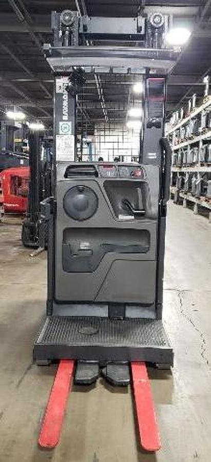 Operator compartment of 2020 Raymond EE‑rated OPC30TT with controls and safety rails