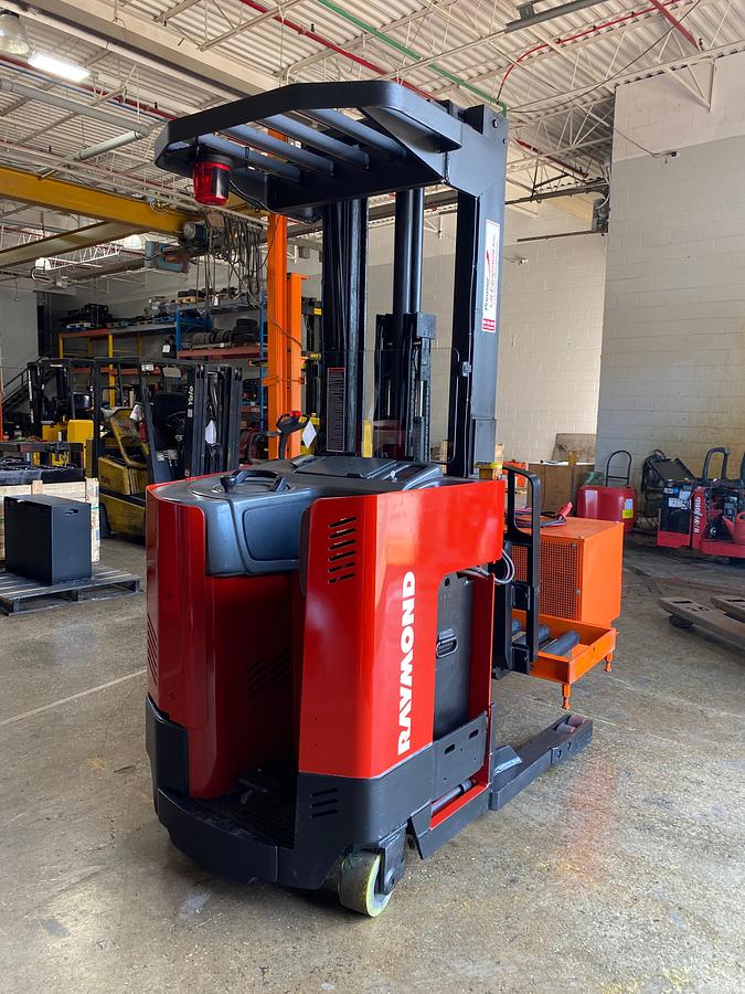 Rear view showing counterweight and mounted safety lighting