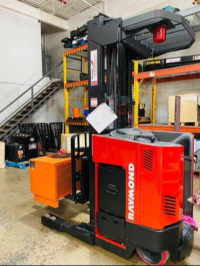 Raymond EASIR30TT CSA reach truck Brampton 3000 lb 204” triple mast side shift single reach battery extra low-clearance retrofit indoor export