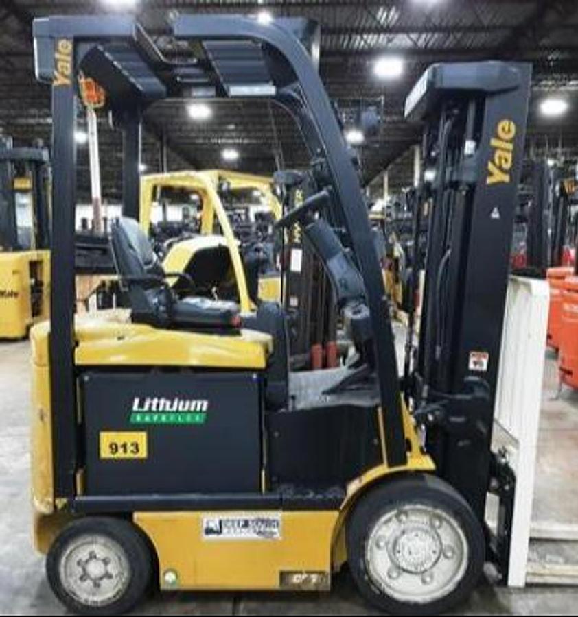 2019 Yale ERC050VG electric forklift side view 5000 lb 189 inch mast 36V"