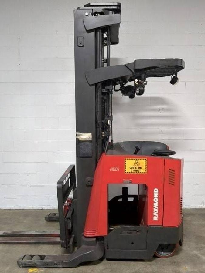 Refurbished 2018 Raymond 750-R45TT electric reach truck with CSA certification and new paint deployed in Mississauga for narrow aisle warehouse operations