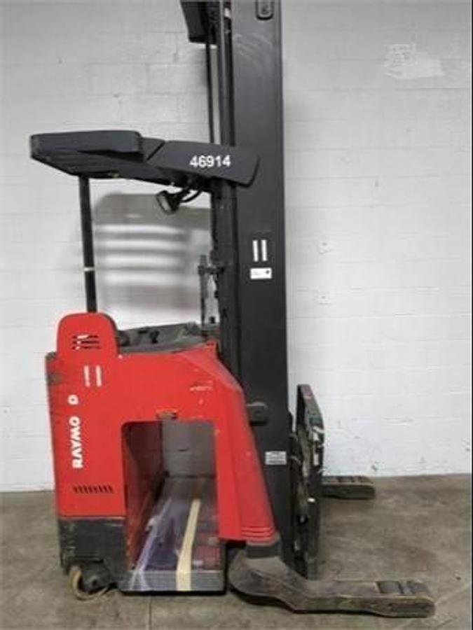 Refurbished 2018 Raymond 750 R45TT electric reach truck with CSA certification and new paint deployed in Mississauga for narrow aisle warehouse operations