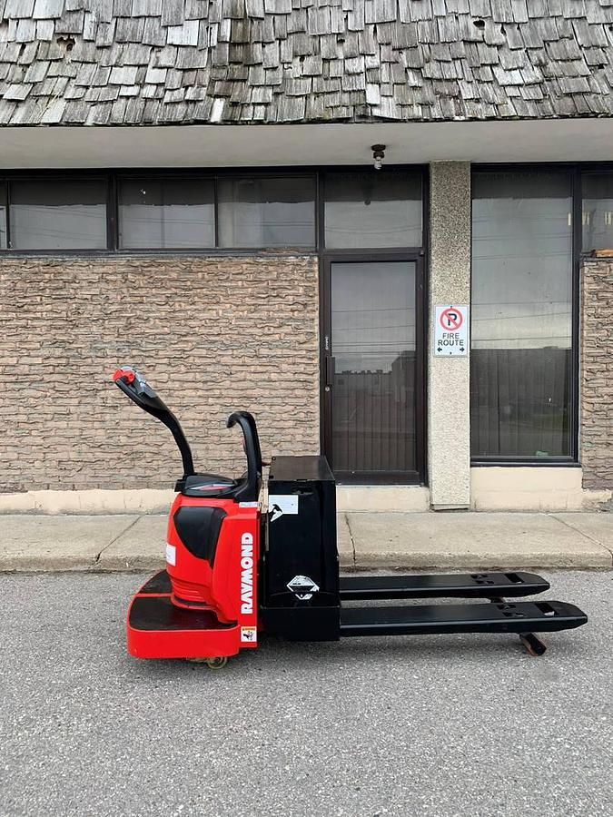 2012 Raymond 8410 CSA electric rider pallet jack Brampton 6000 lb 27x48 forks freezer compatible export certified battery charger optional