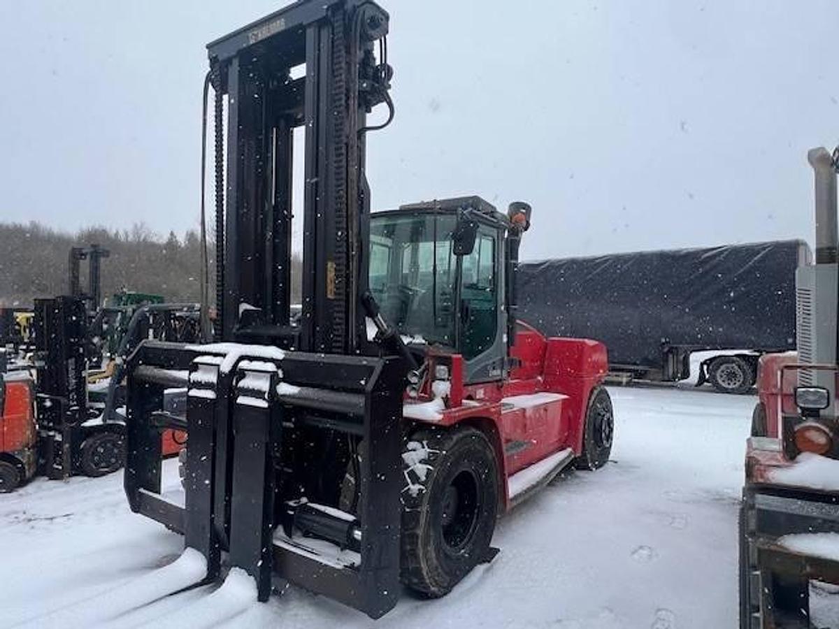 CSA-certified diesel forklift | 36,000 lb | full cab | side shift + fork positioner | pneumatic tires | Volvo engine | Premier Lift Brampton ON