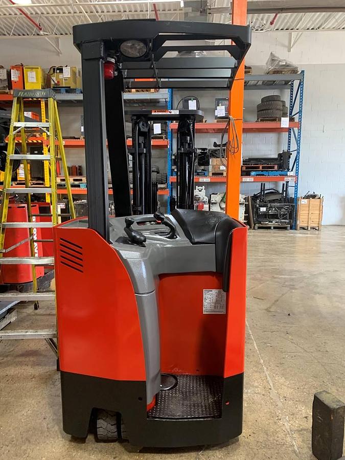 Raymond 415-C35TT – rear view – stand-up docker chassis and overhead guard – CSA/MOL certified electric forklift – Brampton ON