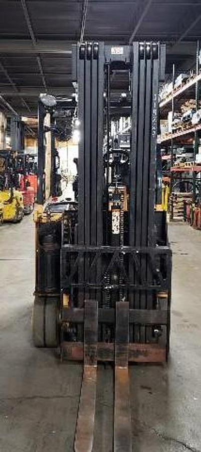 Drexel SLT35AC – front view – quad mast, swing turret, side shift forks – CSA electric forklift – very narrow aisle – Brampton ON