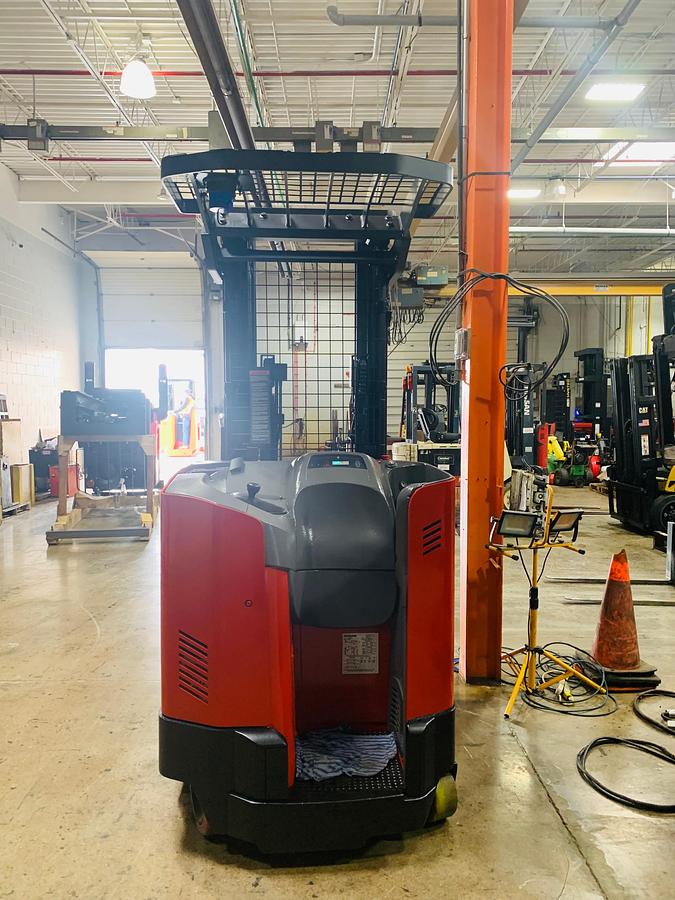 Rear view showing counterweight and mounted safety lighting